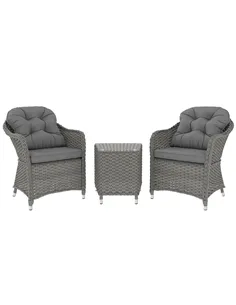 Outsunny Three-Piece Super Padded Rattan Set - Light Grey