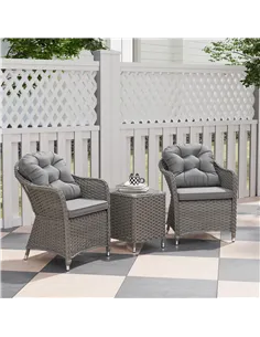 Outsunny Three-Piece Super Padded Rattan Set - Light Grey 2