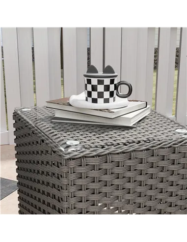 Outsunny Three-Piece Super Padded Rattan Set - Light Grey