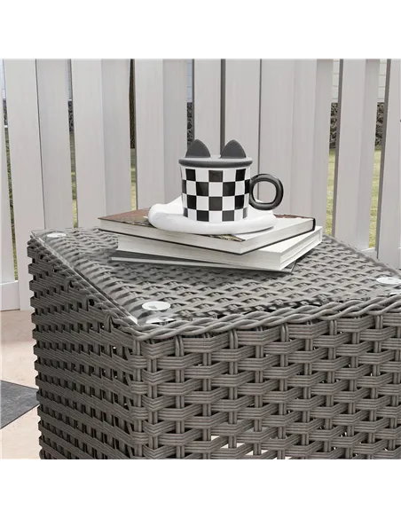 Outsunny Three-Piece Super Padded Rattan Set - Light Grey