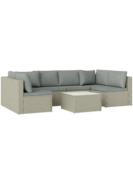 Outsunny Seven-Piece Modular Rattan Set - Light Brown