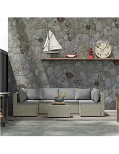 Outsunny Seven-Piece Modular Rattan Set - Light Brown 2