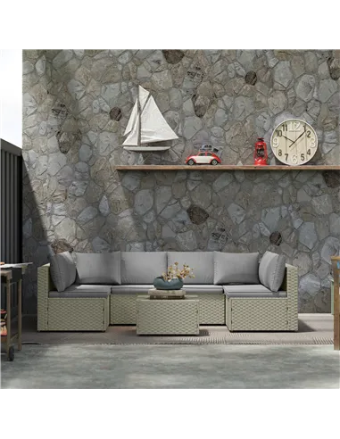 Outsunny Seven-Piece Modular Rattan Set - Light Brown