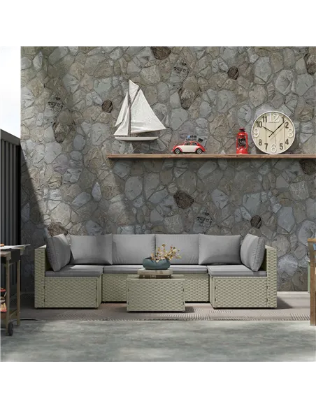 Outsunny Seven-Piece Modular Rattan Set - Light Brown