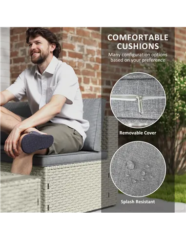 Outsunny Seven-Piece Modular Rattan Set - Light Brown