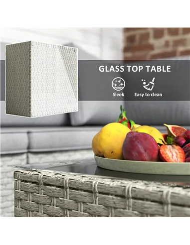 Outsunny Seven-Piece Modular Rattan Set - Light Brown