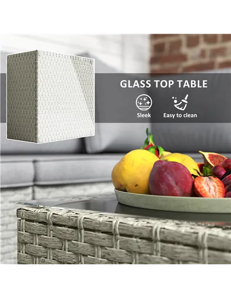 Outsunny Seven-Piece Modular Rattan Set - Light Brown