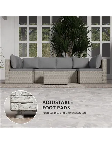 Outsunny Seven-Piece Modular Rattan Set - Light Brown