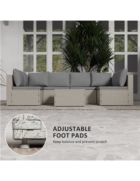 Outsunny Seven-Piece Modular Rattan Set - Light Brown