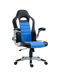 HOMCOM Computer Gaming Chair, Office Desk Swivel Chair, PU Leather Racing Chair with 90° Flip-up Armrest, Adjustable Height and 