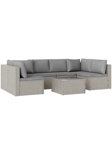 Outsunny Seven-Piece Modular Rattan Set - Grey