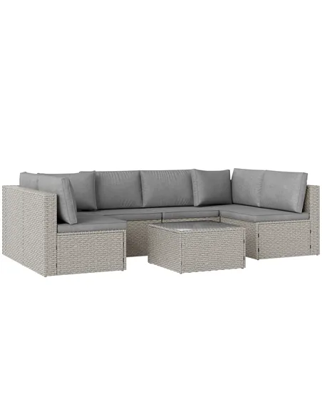 Outsunny Seven-Piece Modular Rattan Set - Grey