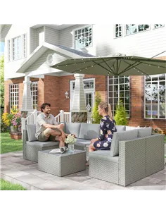Outsunny Seven-Piece Modular Rattan Set - Grey 2