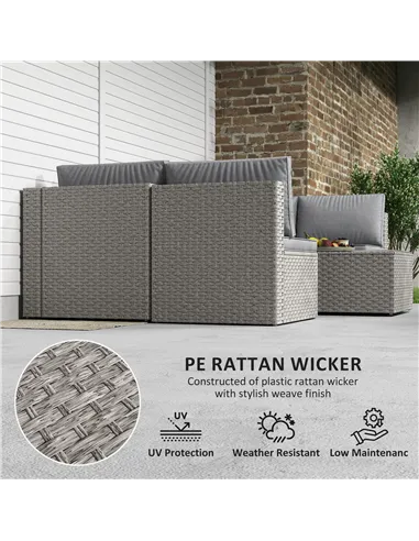 Outsunny Seven-Piece Modular Rattan Set - Grey