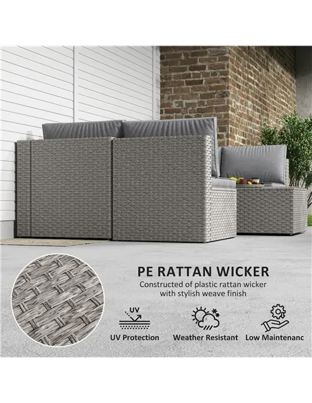Outsunny Seven-Piece Modular Rattan Set - Grey