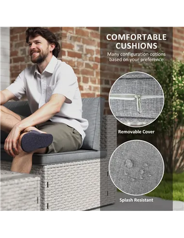 Outsunny Seven-Piece Modular Rattan Set - Grey