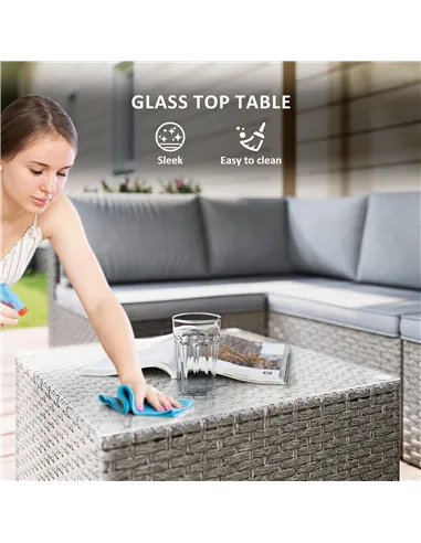 Outsunny Seven-Piece Modular Rattan Set - Grey