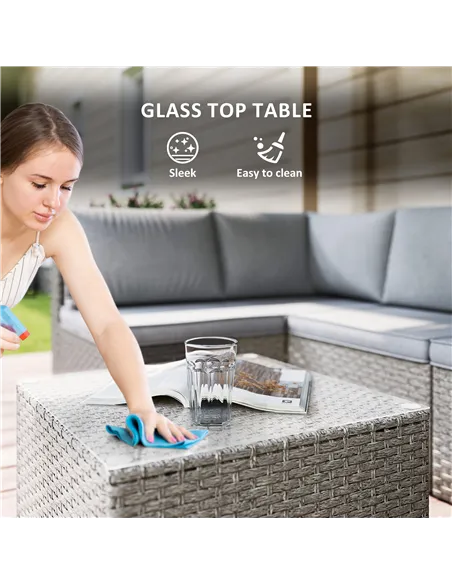 Outsunny Seven-Piece Modular Rattan Set - Grey