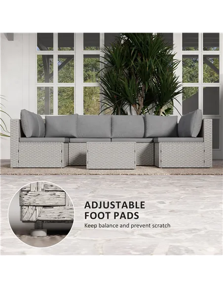 Outsunny Seven-Piece Modular Rattan Set - Grey