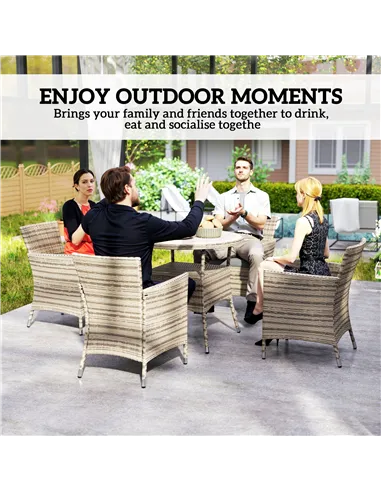 Outsunny Five-Piece Rattan Garden Set, with Two-Tier Table - Grey