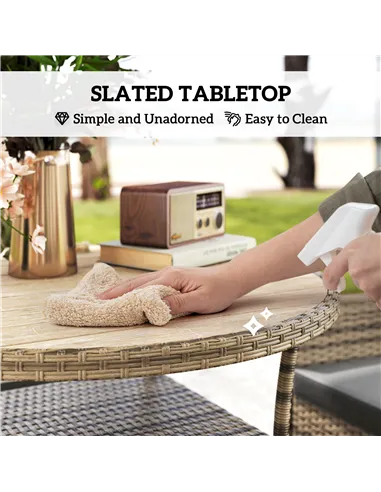 Outsunny Five-Piece Rattan Garden Set, with Two-Tier Table - Grey