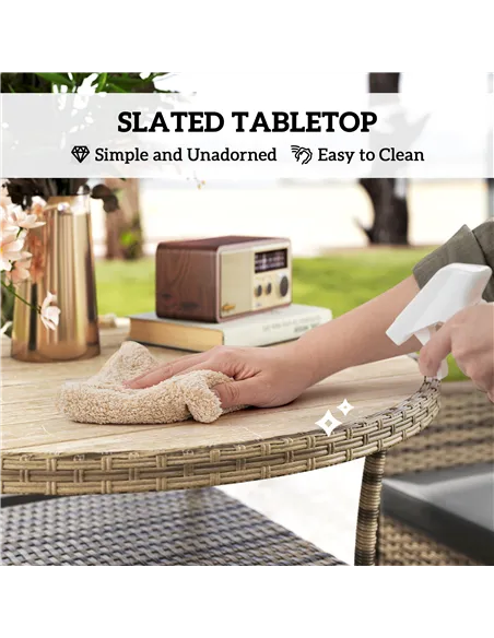 Outsunny Five-Piece Rattan Garden Set, with Two-Tier Table - Grey