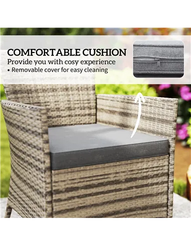 Outsunny Five-Piece Rattan Garden Set, with Two-Tier Table - Grey