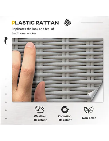 Outsunny 5 Pieces Outdoor PE Rattan Garden Furniture with Cushions, Patio Lounge Adjustable Backrest Chairs, Footstools and Cool