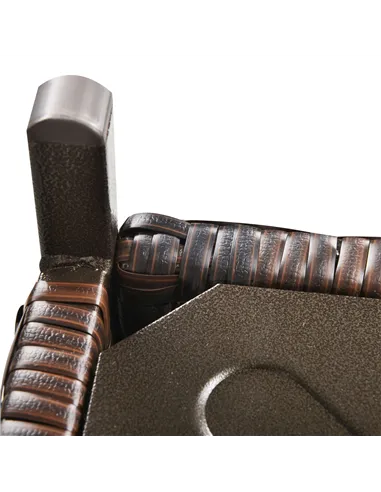 Outsunny Rattan Garden Coffee Table, 55.5 cm Square Wicker Patio Side Coffee Table with 4 cm Umbrella Hole, Metal Bottom and Sla