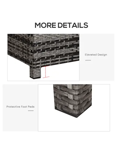 Outsunny PE Rattan Garden Coffee Table, with Glass Table Top - Grey