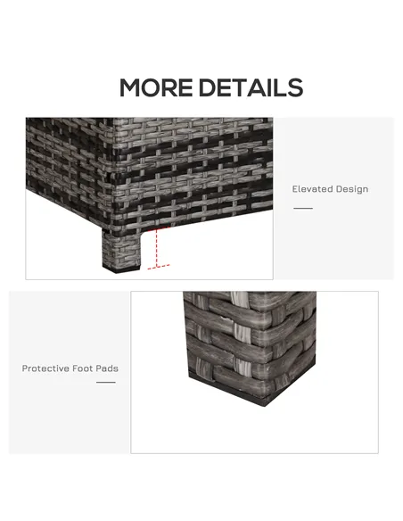 Outsunny PE Rattan Garden Coffee Table, with Glass Table Top - Grey