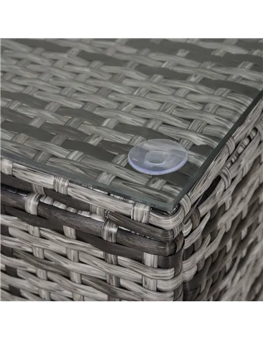 Outsunny PE Rattan Garden Coffee Table, with Glass Table Top - Grey