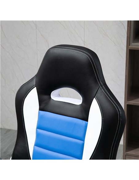 HOMCOM Computer Gaming Chair, Office Desk Swivel Chair, PU Leather Racing Chair with 90° Flip-up Armrest, Adjustable Height and 