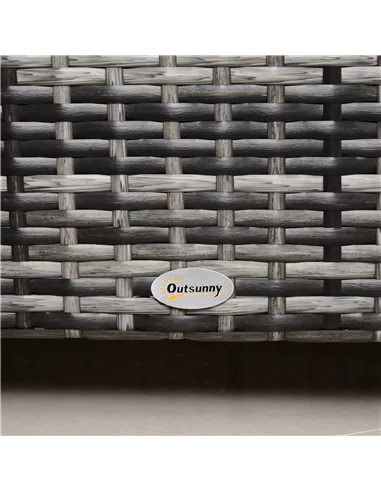 Outsunny PE Rattan Garden Coffee Table, with Glass Table Top - Grey