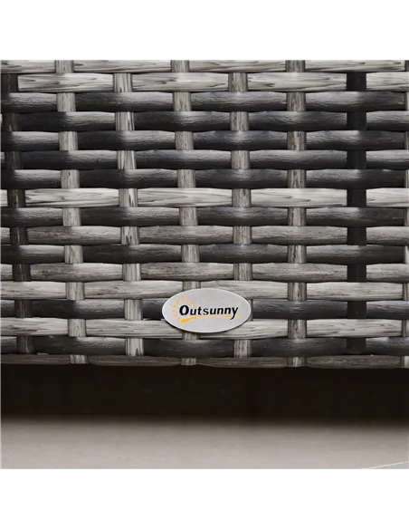 Outsunny PE Rattan Garden Coffee Table, with Glass Table Top - Grey