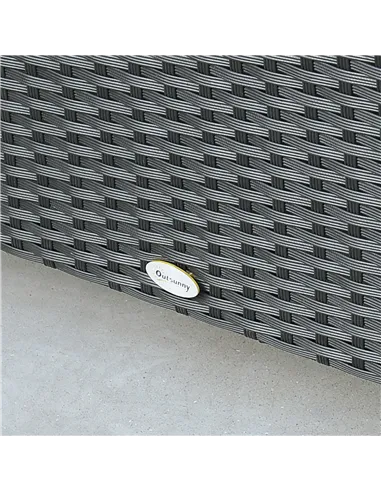 Outsunny PE Rattan Coffee Table, Rectangular Outdoor Coffee Table with Tempered Glass Top, 70 KG Capacity for Garden, Balcony, T