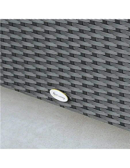 Outsunny PE Rattan Coffee Table, Rectangular Outdoor Coffee Table with Tempered Glass Top, 70 KG Capacity for Garden, Balcony, T