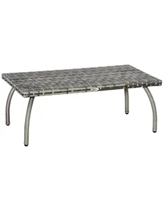 Outsunny PE Wicker Rattan Garden Coffee Table - Mixed Grey