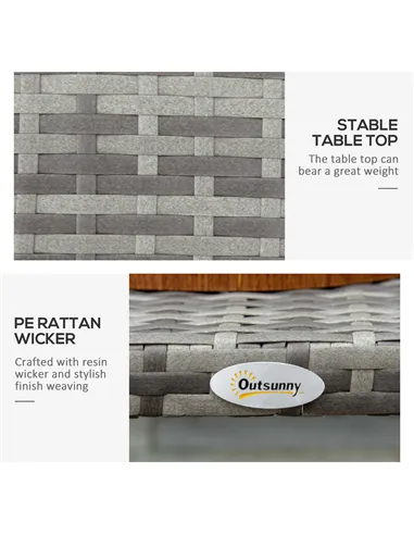 Outsunny PE Wicker Rattan Garden Coffee Table - Mixed Grey