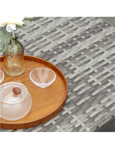 Outsunny PE Wicker Rattan Garden Coffee Table - Mixed Grey