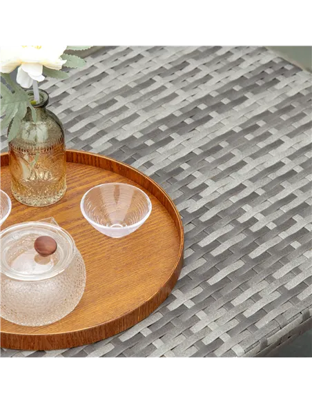 Outsunny PE Wicker Rattan Garden Coffee Table - Mixed Grey