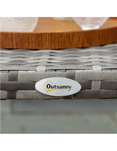 Outsunny PE Wicker Rattan Garden Coffee Table - Mixed Grey