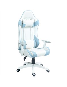 HOMCOM Faux Leather Colour Block Gaming Chair, with 135° Reclining Back - Blue/White