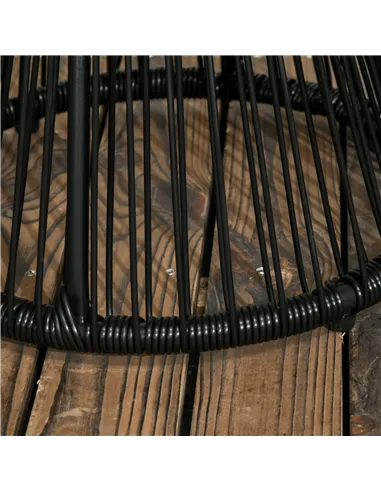 Outsunny Round End Table, Rattan Side Table, Hollow Drum Design Coffee Table w/ Glass Tabletop for Patio, Garden, Balcony Black