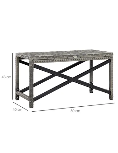 Outsunny Outdoor Coffee Table, Garden PE Rattan Side Table with Plastic Board Under the Full Woven Table Top and X-Shape Frame f