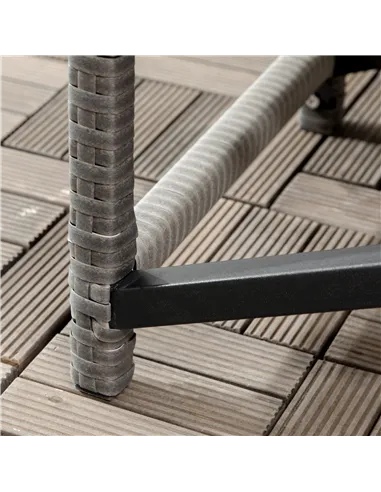 Outsunny Outdoor Coffee Table, Garden PE Rattan Side Table with Plastic Board Under the Full Woven Table Top and X-Shape Frame f