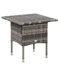 Outsunny Rattan Side Table, Outdoor Coffee Table with Plastic Board Under the Full Woven Table Top for Patio, Garden, Balcony, M