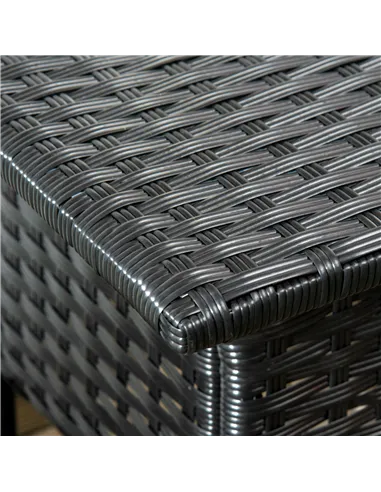 Outsunny Rattan Side Table, Outdoor Coffee Table with Plastic Board Under the Full Woven Table Top for Patio, Garden, Balcony, B