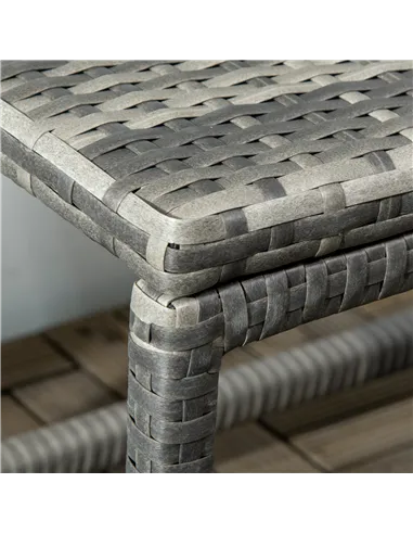 Outsunny Outdoor Coffee Table, Garden PE Rattan Side Table with Plastic Board Under the Full Woven Table Top and Rectangular Fra