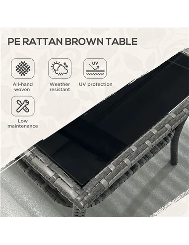 Outsunny Two-tier PE Rattan Square Coffee Table - Grey